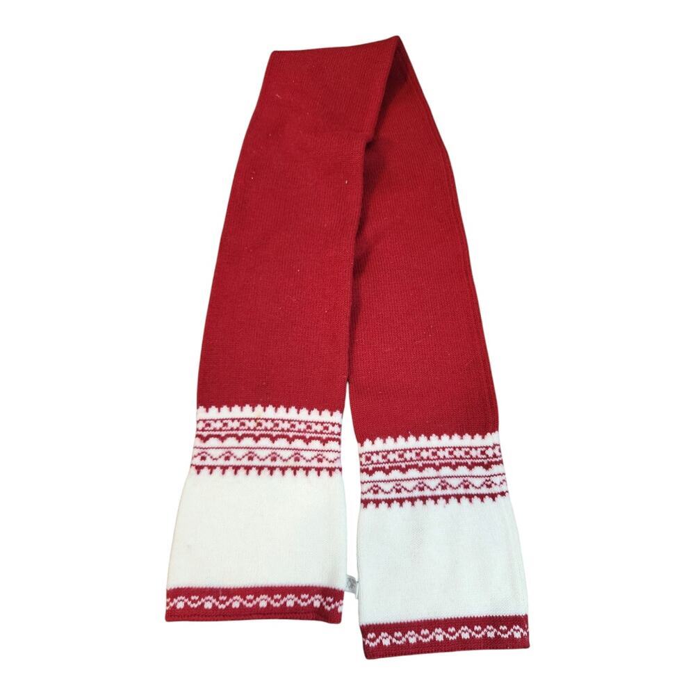 Ann Taylor Loft wool blend scarf winter red‎ white
